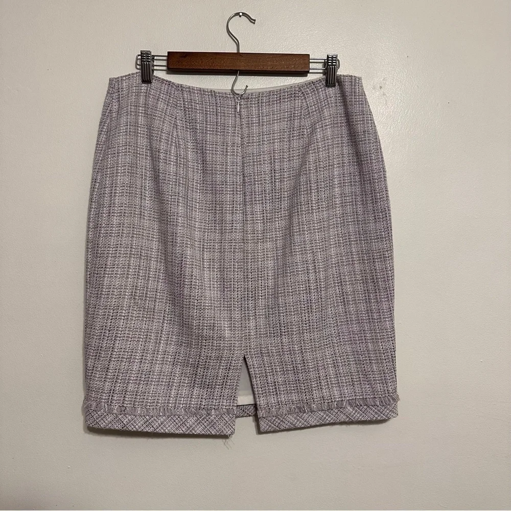 WHBM Tweed Cotton Pencil Skirt Lavender White Size 12